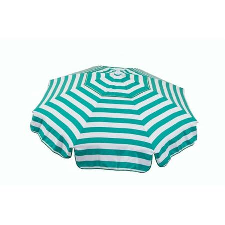HEININGER HOLDINGS Italian 6 ft. Umbrella Acrylic Stripes Jade Green And White - Bar Height Pole 1392